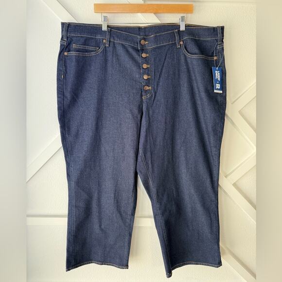 NWT Lands’ End Recover High Rise Button Front Kick Flare Crop Jeans Size 26W - Picture 2 of 12